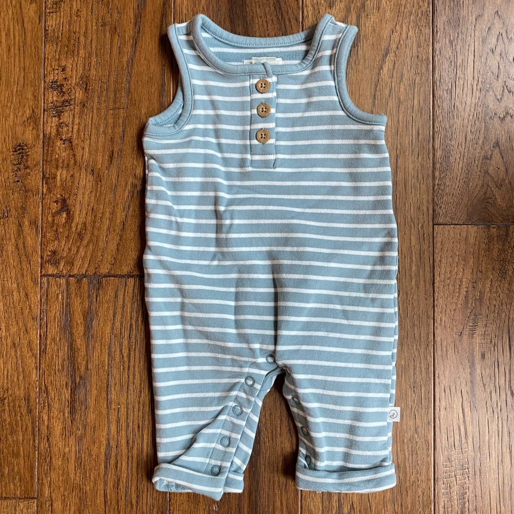 carter’s little planet blue and white striped one piece outfit